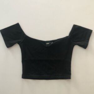 ASOS Black Sweetheart Neckline Crop Top with Cap Sleeve or Off-Shoulder Size XS
